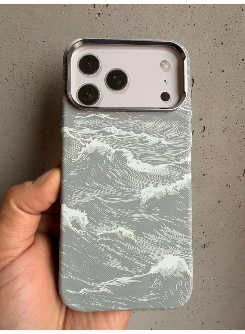 Ecosystem Case For iPhone 17 Pro Max, Aramid Fiber Woven Cover Compatible with Magnetic Wireless charger,1500D Fiber Textures, Slim Fit,Luminous effect, Exceptional Cover 17 Pro Max (Wave Silver) - Image 3